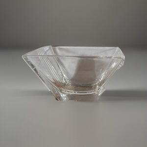 Tiffany & Co. Crystal Square Bowl Clear Glossy 4.5 in Engraved